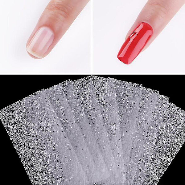 100 stk. Fibernails til neglforlængelse, neglforlængelse silkefiberglass gel kit falske negle manicure salon værktøj til UV gel negle kunst