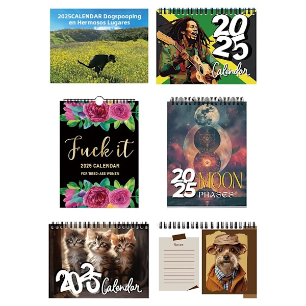 2025 Vægkælende Kalender Sjove Katte og Hunde Månedlig Skrivebords Kalender Hjem Kontor Dekoration Julegaver Tired Women