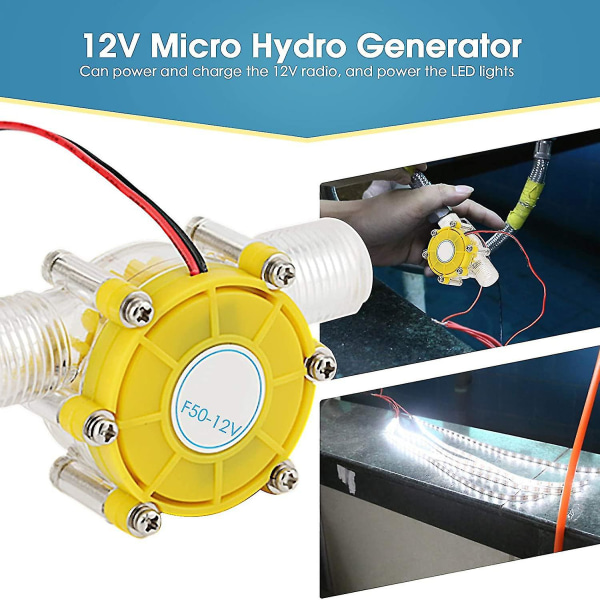 12V mikrohydrovesiturbiinigeneraattori Neodyymimagneetti Ultra-matala vedenpaine Käynnistysvesi Vesisähkö Diy Power (keltainen)