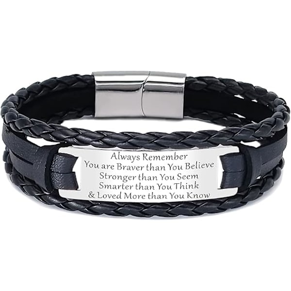 Personlige læderarmbånd til mænd, håndlavede flettede læderarmbånd til mænd, kvinder, teenagere, drenge og sønner