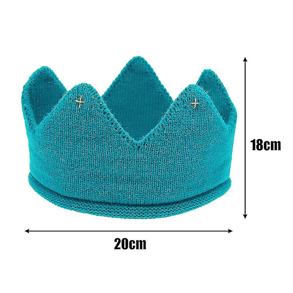 Lasten neulottu kruunu vauvan pääpanta poika tyttö syntymäpäiväjuhlat neulottu Peacock Blue