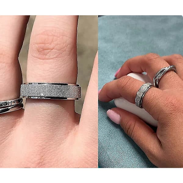 Angstring til kvinder - Spinnerring til angstlindring - Stressring - Anti-angstringe til kvinder Blue S