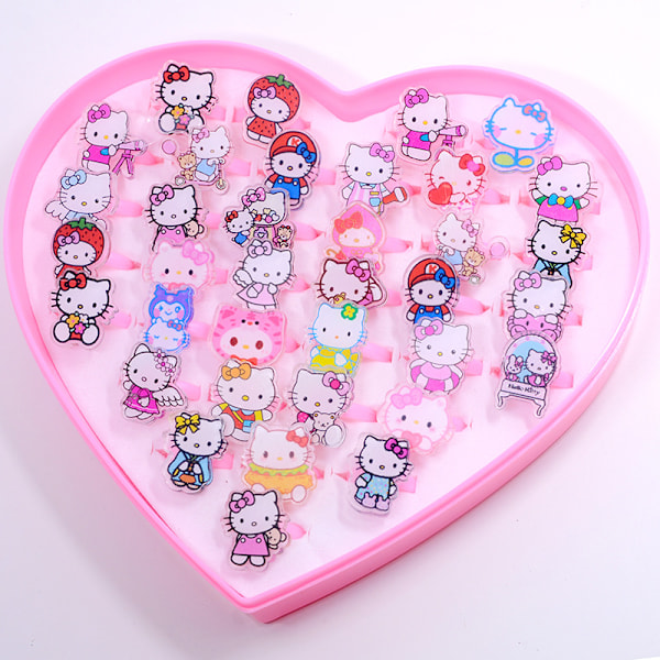 Piirretty Sanrio Kuromi lasten sormus Melody Cinnamon koiran sormus tytön lelusormus sekoitettu laatikko (36 veljen laatikko) KT