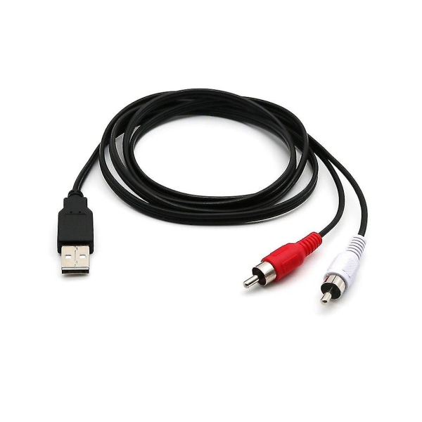 Bærbar USB A hann til 2x RCA phono hann AV-kabel TV Aux lyd- og videoadapter