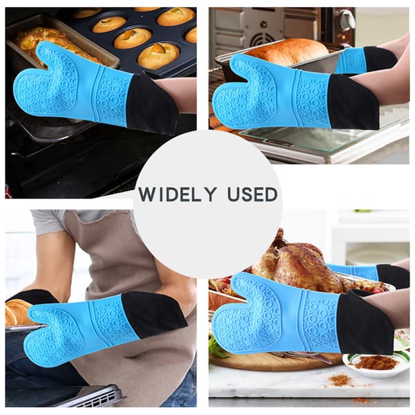 Thicken Silicone Oven Mitts Heat Resistant Non-Slip For Kitchen Cooking Baking Red