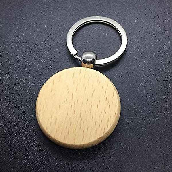 40 stk blank rund trænøglering gør-det-selv træ nøgleringe nøglemærker Can diy-gaver