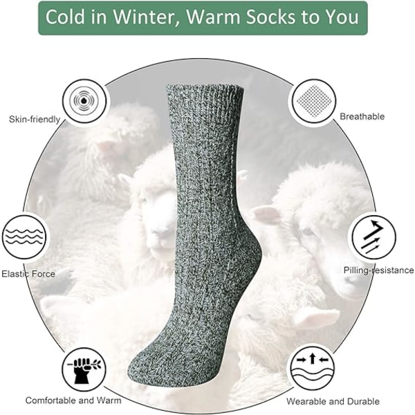 5 par termosokker for kvinner, varme ullfôrede sokker tykke sokker damegave