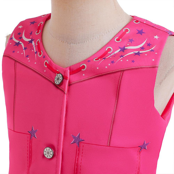 Jenter Barbie Kostyme Rosa Vest Lange blussede bukser Bukser med skjerf Film Cosplay antrekk for barn Halloween Carnival Fancy Dress Up 6-7 Years