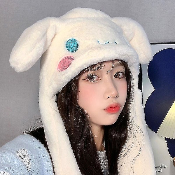 Söt Sanrio-hatt Cinnamoroll-tillbehör Jag håller mig varm P-öronmössa Öronen rör sig Anime Mjuka leksaker för flickor 04