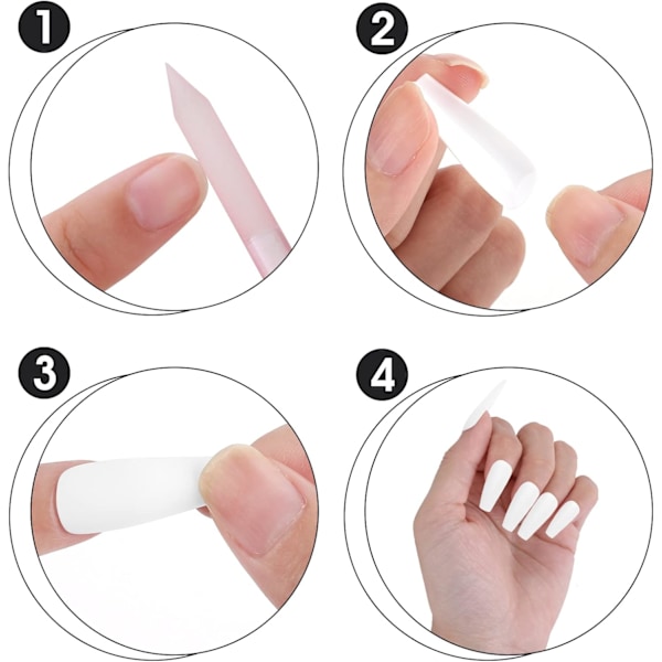 100 stk. Ballerina Full Cover Falske Negle Akryl Fingernegle Forlængelse DIY Jul Cosplay Dekorationer Etui Sæt (Hvid)