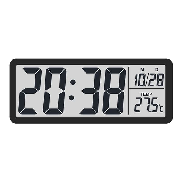 Digital Wall Clock LCD Digital Wall Clock With Time Temperature Date Display Battery/USB Powered Desk Clock For Bedroom Kitchen Black