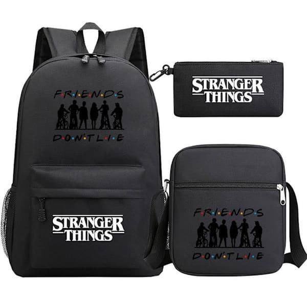 Stranger Things Ryggsäck 3-Dels Set Student Skolväska Canvasväska 4 4