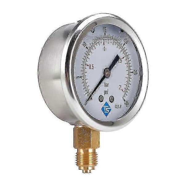 Lågtrycksmanometer 0-2bar 0-30psi 1/4tum 68mm urtavla för vattenhydraulik Silver