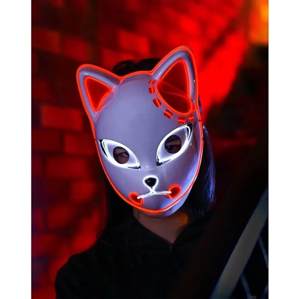 Demon Slayer LED Cosplay Mask Japansk Anime Photography Prop