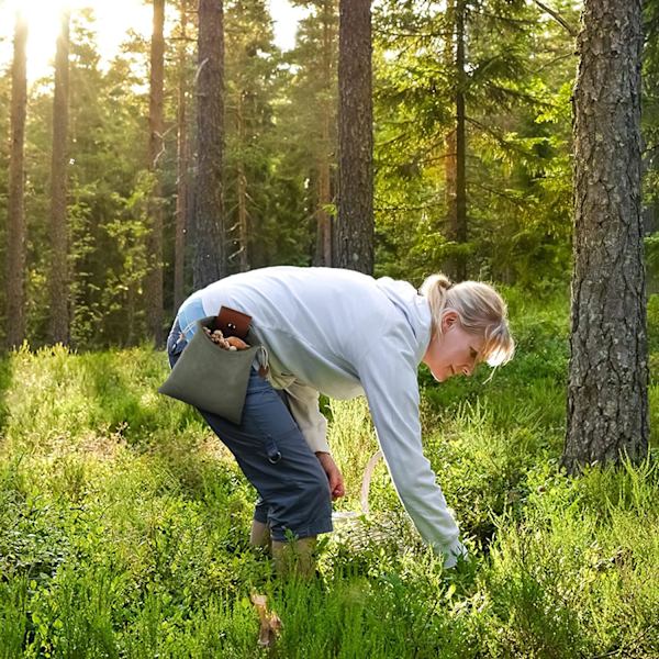 Foderpose, sammenklappelig Bushcraft-pose, vokset lærredsfoderpose Læderbæltepose Taljepose Svampepose Høstpose Frugtplukkepose