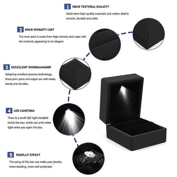 LED-ringæske, oplyst ringæske til ægteskabsforslag, ringæske med indvendig LED-belysning til dit kompromis