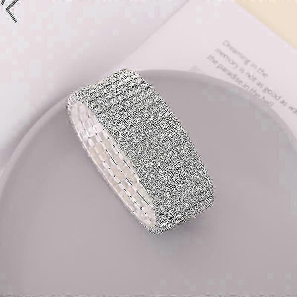 Rhinestone-innlagt elastisk armbånd - Flerlags glitrende design 3 Layer