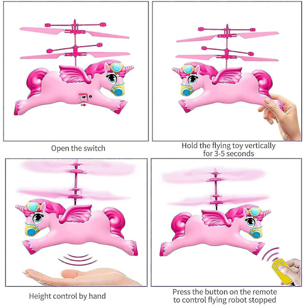 Ny flyvende fe helikopter legetøj gaver til børn i alderen 6 7 8 9 -14 år, Rc flyvende bold legetøj håndkontrol drone (flyvende fe enhjørning)