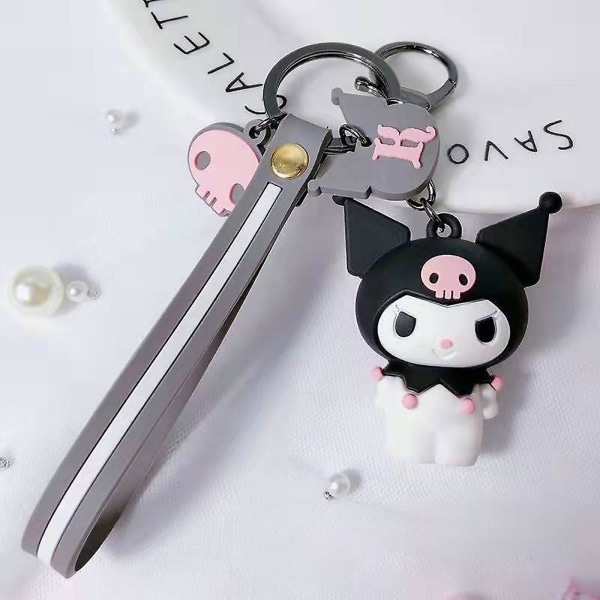 Kawaii Cartoon Sanrio Nyckelring Min Melodi Lanyard Nyckelring Mini Docka Väska Hängande Hänge Dekor Present Kuromi