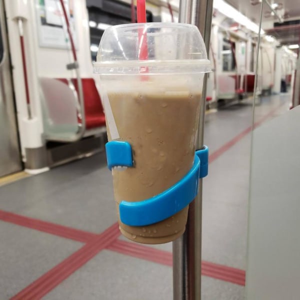 Plastkopholder Universal Clip Style til busser Cykler Stænger Kaffe Vand Mælk Krus Stand Vægmonteret Blue