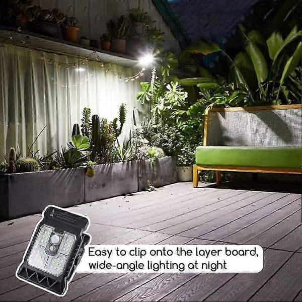 Solar Clip Light, 45LED 3 tilstande vandtæt, Solar Sensor Light, Udendørs Have Clip Light