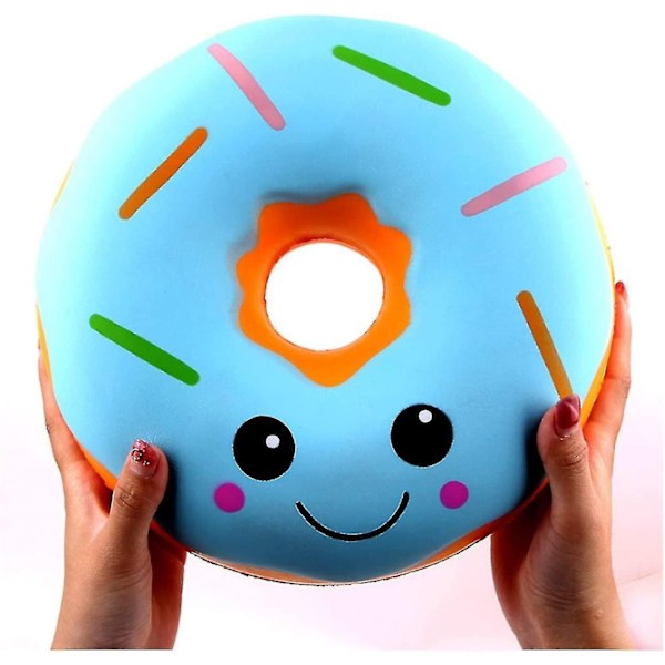 10 tum Stor Långsamt Stigande Squishy Leksaker, Jätte Donut Jumbo Långsamt Stigande Doftande Super Mjuk Pressa Squishy Mat Leksaker Stressavlastning Presentkollektion (blå