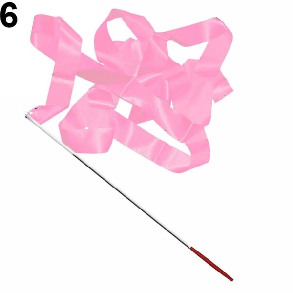 4M farverigt dansebånd Gym Rhythmic Art Gymnastic Streamer Twirling Rod Stick BoSaiD Pink