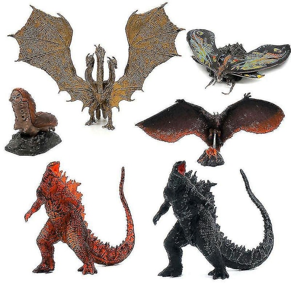 Godzilla 6 kpl pakkaus King Of Monsters 5 set lahja Ghidorah Mothra