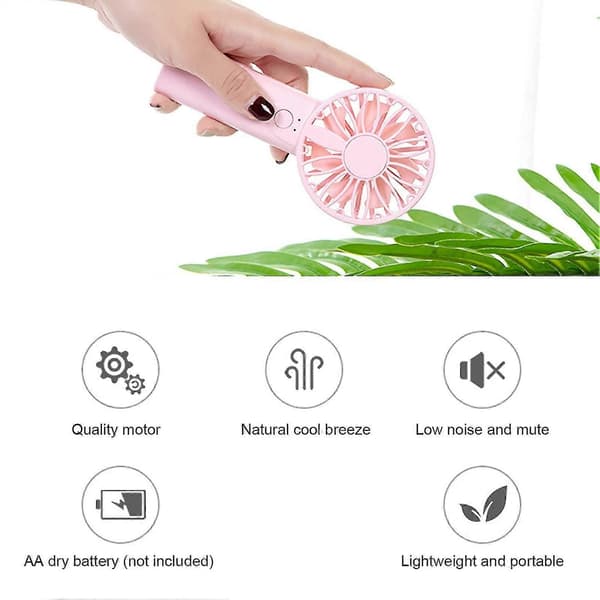 Bærbar elektrisk håndholdt ventilator - pink)