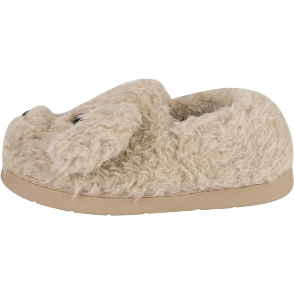 Sødt bomuldsslippers til kvinder Vinter indendørs soveværelse slippers til kvinder Cartoon hund skridsikre slippers plys hjemmesko