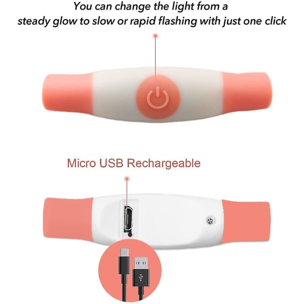Light Up Hundhalsband, blinkande Led Hundhalsband Light, USB Uppladdningsbara säkerhetshundhalsbandslampor för