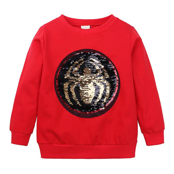 Baby Boys T-shirt Paljett Spiderman Cotton Sweatshirt Pullover Shirt Barn Barn 140