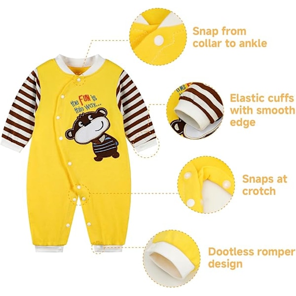 Vastasyntyneen vauvan poikien ja tyttöjen puuvillasta valmistettu haalaripyjama yöasu sarjakuva-asut Bun 9-12months