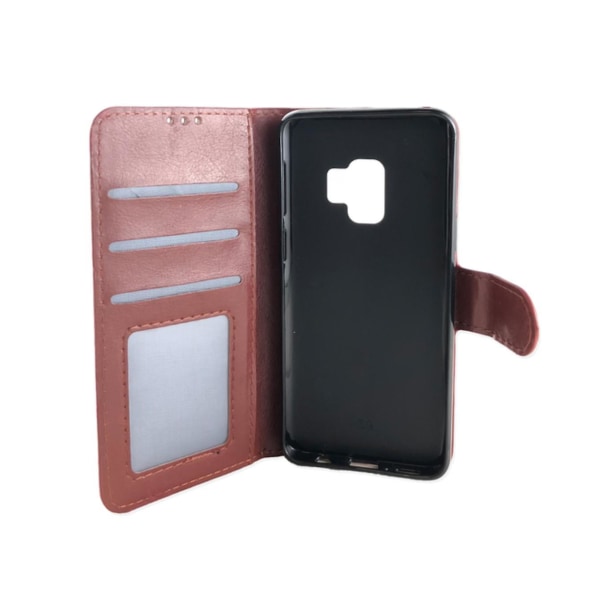 Nahkainen case Samsung S9 Plus (3 korttia) - kaikki värit musta yhteensopiva