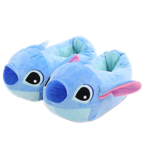 Blå Stitch Vintertøfler Morsomme Innendørs Unisex Voksne Utstoppede Plysjsko