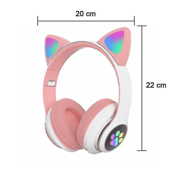 Hodetelefoner Cat Ear Trådløse Hodetelefoner, Led Light Up Bluetooth Hodetelefoner Zhi Pink