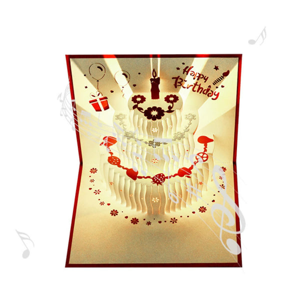 Musikalske fødselsdagskort med lys og musik 3d fødselsdags popup-kort spiller sang