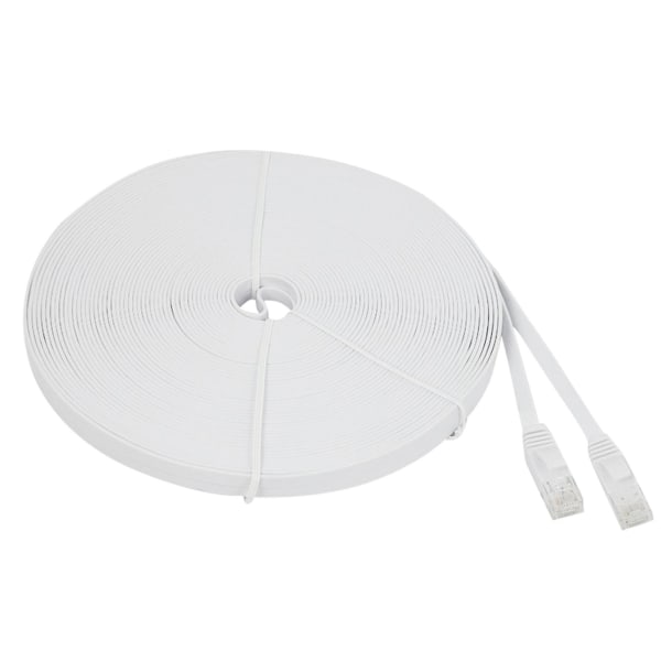 6 Ethernet-kabel 100 fod (30 meter) fladt slankt, langt internetnetværk, LAN-patchkabler, Cat6 højhastigheds white