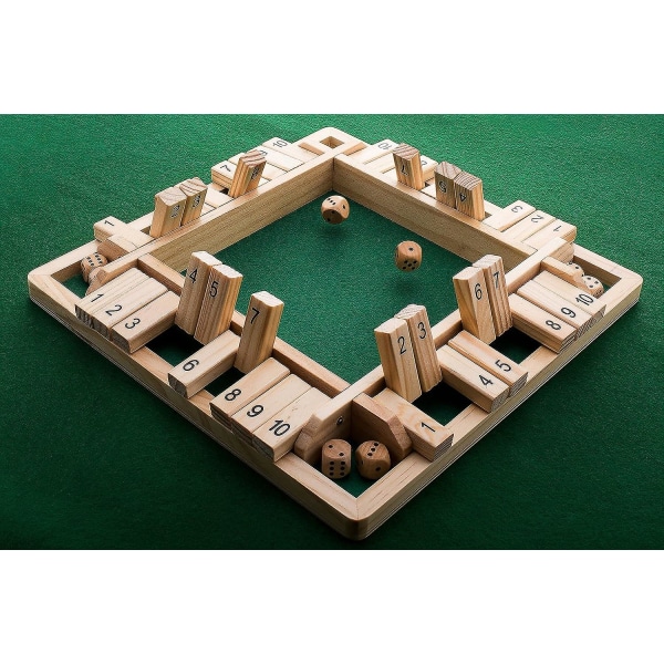 Lukk boksen terningspill - 2-4 spillere, trebrettspill med 8 terninger (tall og strategilæringsspill)