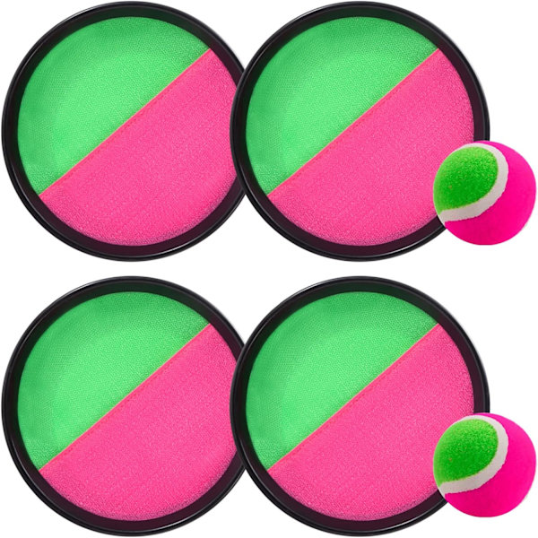 Fang Bat Ball-spil, Kast og grib bolde Sportspil-sæt, Disc Paddle-legetøj Børn og voksne Justerbar, (4 padler og 2 bolde)