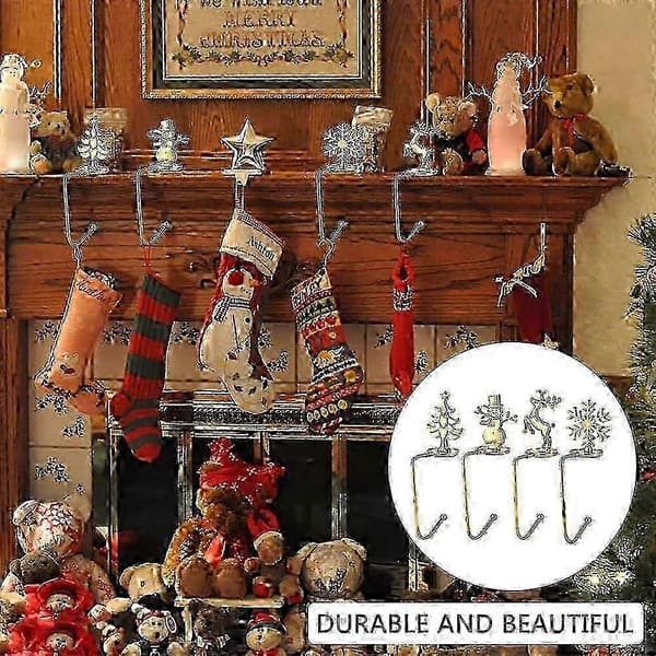 4 st julstrumphängare Mantel Eldstadsfästen Tomte Snögubbe Älg Träd