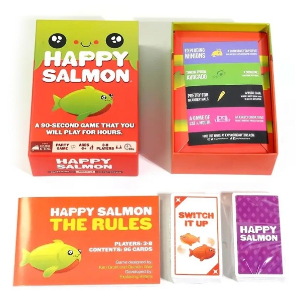 Happy Salmon Card Game Exploding Kittens 90 Seconds Game 3-8 spillere Familiefest brætspil for børn Voksne