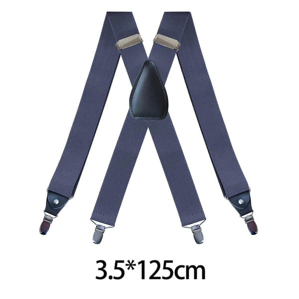 Herreseler Elastiske Stropper Solid Kraftig 4 Klips Justerbar Unisex Sort Denim Blue