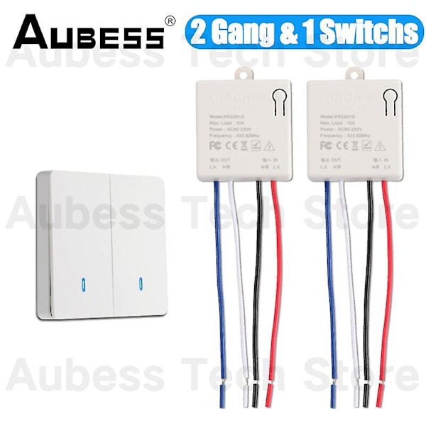 Aubess Rf 433mhz Wireless Wall Switch 1/2/3 Gang With Remote Controller Wall Panel Transmitter Light Switch Relay Interruptor