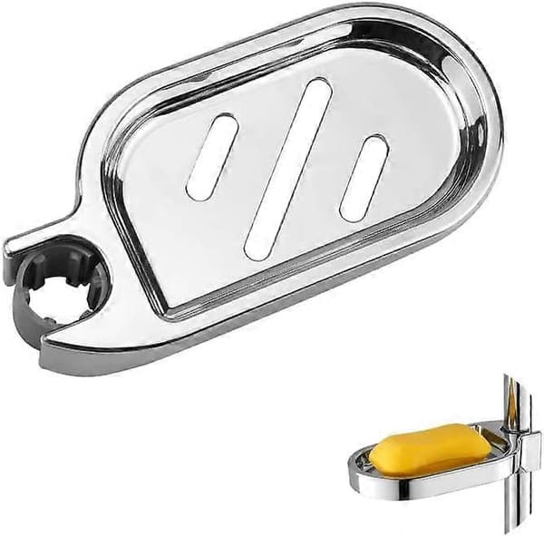 Justerbar dusjstang såpekopp, klemme-på baderom såpeholder såpekopp, dusj ABS såpekopp (22MM)