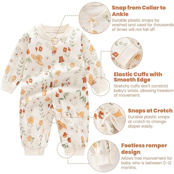 Nyfødt Baby Drenge Piger Bomuld Romper Pyjamas Sleepsuit Tegneserie Outfits Bunny 6-9months