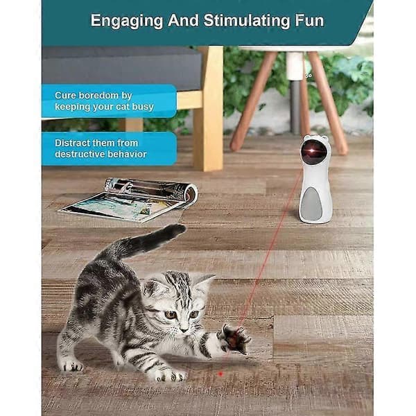 Nyt katte laserlegetøj Automatisk interaktiv laserpointer kattelegetøj til indendørs katte killinger hunde - USB-opladning