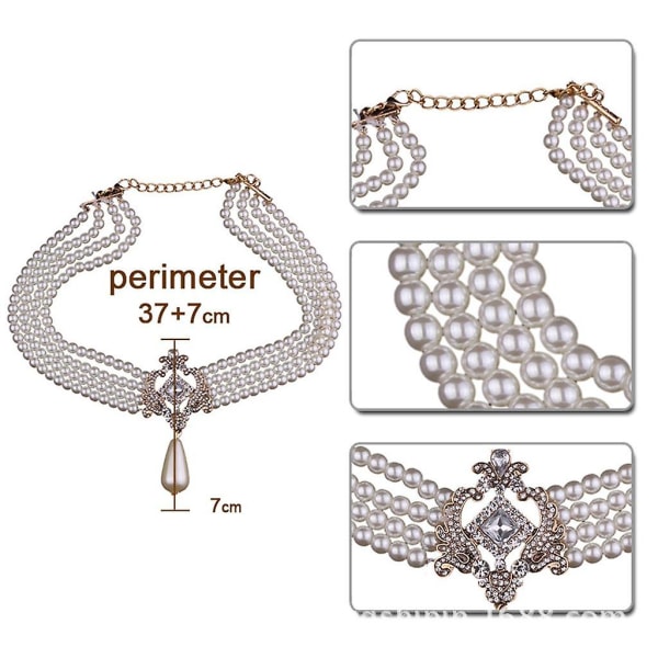 Fashion Luxury Simulated Pearl Multi Strand 4 Layers Choker Dressy Bib Halskæde Elegant Lady Jewelry