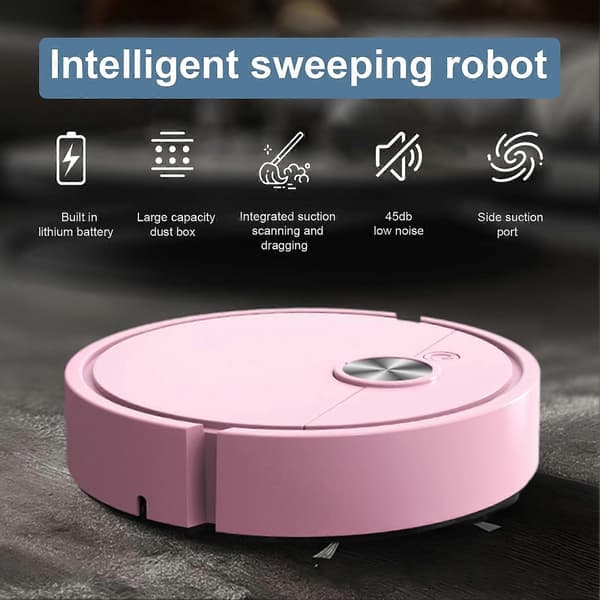 3-i-1 Mini Robotstøvsuger Moppe – Slank Trådløs – til Bil Hjem Hårdt Gulv Black Charging