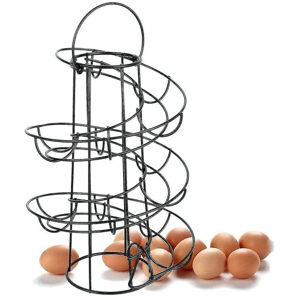 Spiral Kitchen Egg Holder Rack - Holds Up To 18 Eggs (black)